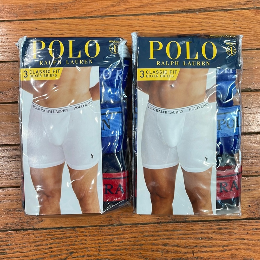 2 Packages Polo Ralph Lauren Classic Fit Boxer Briefs Large